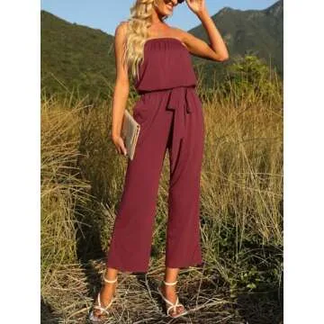 ZESICA Women's Off Shoulder Wide Leg Jumpsuit Romper