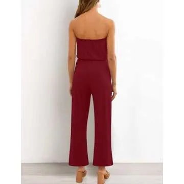 ZESICA Women's Off Shoulder Wide Leg Jumpsuit Romper