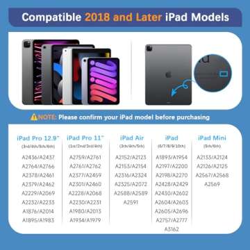 HOU Pencil for iPad Air 13/11 2024, Quick Undo & Eraser, Hidden Charging Port, Compatible with iPad ...