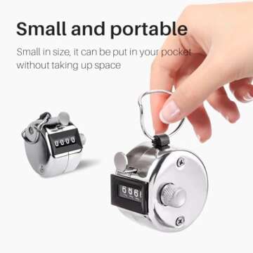 FOORIR Clicker Counter Metal Handheld Tally Counter, Manual Mechanical 4 Digit Number Click Pitch Counter Clicker, One Hand Counter Clicker, Spinning Restore