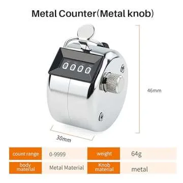 FOORIR Clicker Counter Metal Handheld Tally Counter, Manual Mechanical 4 Digit Number Click Pitch Counter Clicker, One Hand Counter Clicker, Spinning Restore