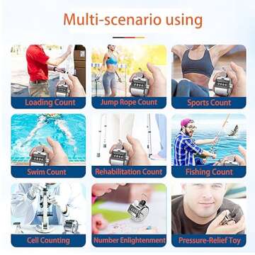FOORIR Clicker Counter Metal Handheld Tally Counter, Manual Mechanical 4 Digit Number Click Pitch Counter Clicker, One Hand Counter Clicker, Spinning Restore