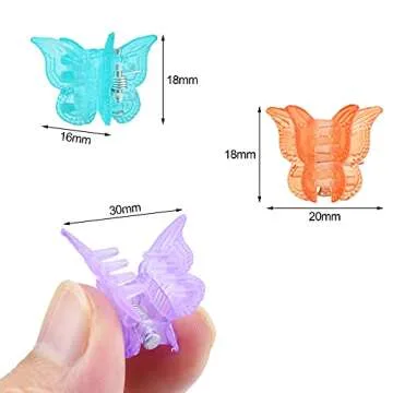 EAONE Glossy Mini Butterfly Clips, Colorful Mini Hair Claw Clip for Girls and Women, 90s Y2K Cute Ha...