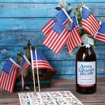 12 pcs 4x6 Inch American Flags on Sticks, Mini Handheld US Flags Stick with Solid Wooden Pole Safety Spear Tip for Yard, Memorial Day, Independence Day Decoration,4th of July Outdoor Decor