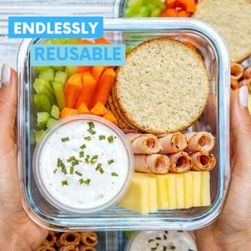 Wean Green Lunch Cubes Glass Food Storage Garden Pack - Pack of Four (4), 16 oz square containers Blue, Orange, Green, Grape