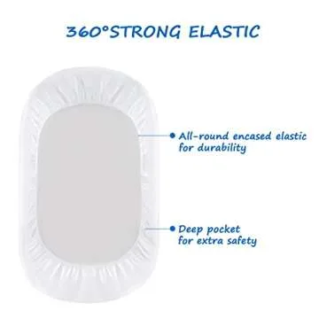 Bassinet Sheets Waterproof 2 Pack Bassinet Mattress Protector Cotton Fitted Cradle Sheets Set for Oval Rectangle Hourglass Mattres, Soft Breathable Bassinet Mattress Pad Cover Baby Girl Boy, White