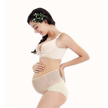 TUPNONO Belly Band for Pregnancy with Back Support in Beige