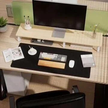 Aothia Dual-Sided Desk Pad - 25.6x13.7 inches Leather Desk Mat, Natural Cork Desk Pad Protector, Large Mouse Pad for Desk, Waterproof Desk Blotter Pad, Desk Writing Pad for Office Work/Home, Black