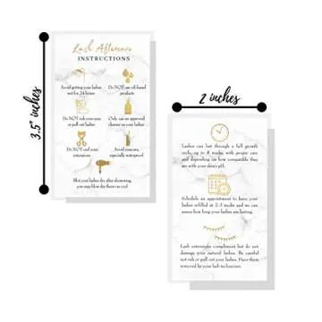 Lash Extension Aftercare Instructions Cards | 50 Pack | Double Sided Size 3.5 x 2" inches After Care (2-3 Week Fillers) | Marble Look with Gold Icons Design