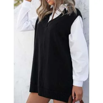 Plus Size V-Neck Sleeveless Sweater Vest for Women