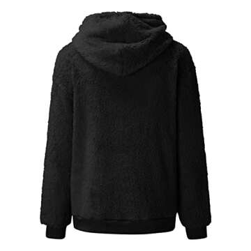 Oversized Fleece Hoodies for Women Dressy Casual Long Sleeve Loose Fuzzy Sweatshirts Winter Warm Cozy Plush Hooded Pullover Black