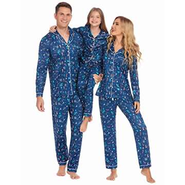 Ekouaer Christmas Family Matching Pajamas Long Sleeve Button Down Pj Set Festival Party Sleepwear,Na...