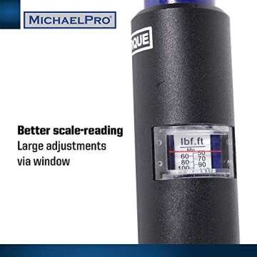 MichaelPro Click Torque Wrench - 2in1 with Lug Wrench 1/2 Inch Dr with 3 Sockets (11/16", 3/4", 13/16" / 17-19-21 mm) with Precise Micro Adjustment for Automotive and Changing Tires | MP001002