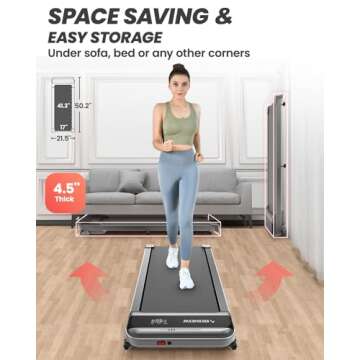 Abonow Walking Pad, Under Desk Treadmill with Incline for Home Office 2.5HP Portable Walking Treadmill with 280 Lbs Weight Capacity Walking Machine, Remote Control, LED Display