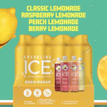 Sparkling Ice Lemonade Variety Pack, Flavored Sparkling Water, Zero Sugar, with Vitamins and Antioxi...