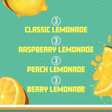 Sparkling Ice Lemonade Variety Pack, Flavored Sparkling Water, Zero Sugar, with Vitamins and Antioxidants, 17 fl oz, 12 count (Berry Lemonade, Raspberry Lemonade, Peach Lemonade, Classic Lemonade)
