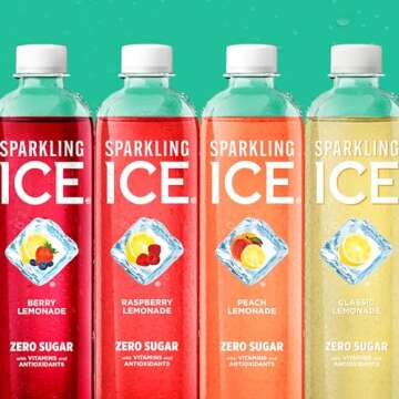 Sparkling Ice Lemonade Variety Pack, Flavored Sparkling Water, Zero Sugar, with Vitamins and Antioxidants, 17 fl oz, 12 count (Berry Lemonade, Raspberry Lemonade, Peach Lemonade, Classic Lemonade)