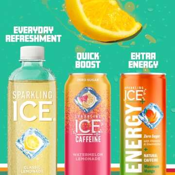 Sparkling Ice Lemonade Variety Pack, Flavored Sparkling Water, Zero Sugar, with Vitamins and Antioxidants, 17 fl oz, 12 count (Berry Lemonade, Raspberry Lemonade, Peach Lemonade, Classic Lemonade)