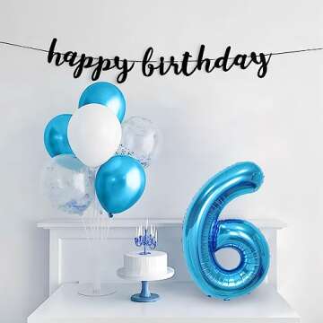 40 Inch Blue Number Balloons, Helium Mylar Foil Number Balloons for Birthdays, Number 6 Balloon for Party Wedding Bachelorette Birthday Bridal Shower Graduation Anniversary Celebration Party