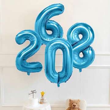 40 Inch Blue Number Balloons, Helium Mylar Foil Number Balloons for Birthdays, Number 6 Balloon for Party Wedding Bachelorette Birthday Bridal Shower Graduation Anniversary Celebration Party