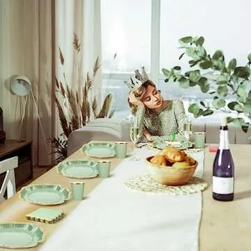 Gejoy 72 Pcs Plates and Napkins Party Supplies Disposable Dinnerware Set Sage Paper Dinner Plates 9 oz Cups and Fancy Napkins for Birthday Wedding Baby Shower Party Decor Serve 24 Guests(Sage Green)