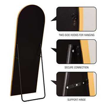 ITSRG Floor Mirror, Full Length Mirror with Stand, Arched Wall Mirror, 18"x58" Mirror Full Length, Gold Floor Mirror Freestanding, Wall Mounted Mirror for Bedroom Living Room, Gold