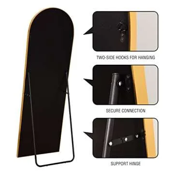 ITSRG Floor Mirror, Full Length Mirror with Stand, Arched Wall Mirror, 18"x58" Mirror Full Length, Gold Floor Mirror Freestanding, Wall Mounted Mirror for Bedroom Living Room, Gold