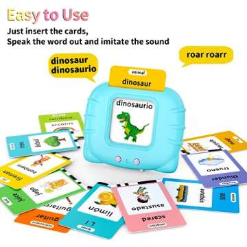 Eaever Spanish English Bilingual Learning Toys, Educational ABC Talking Flash Cards with 520 Sight W...