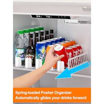Anifrim Drink Organizer for Fridge, Self-Pusher Glide for 12-20oz Cans and Bottles, Refrigerator Soda Can Dispenser, Customizable Row Separation, Tailor Your Space to Perfection-5 Rows