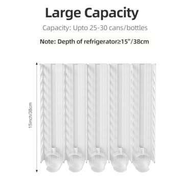 Anifrim Drink Organizer for Fridge, Self-Pusher Glide for 12-20oz Cans and Bottles, Refrigerator Soda Can Dispenser, Customizable Row Separation, Tailor Your Space to Perfection-5 Rows