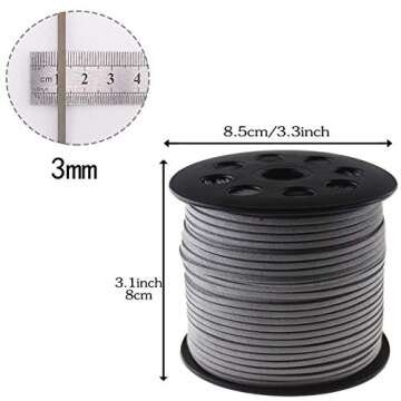 3mm x 100 Yards Grey Suede Cord for DIY Crafts and Jewelry