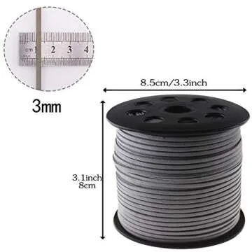 3mm x 100 Yards Grey Suede Cord for DIY Crafts and Jewelry