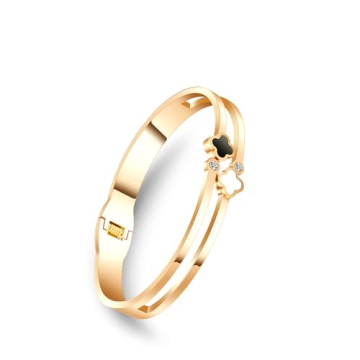 Pera Jewelry 14K Gold Plated Bangle Bracelet, Zirconia Simulate Diamond Bangle, Cuff Bracelets for W...
