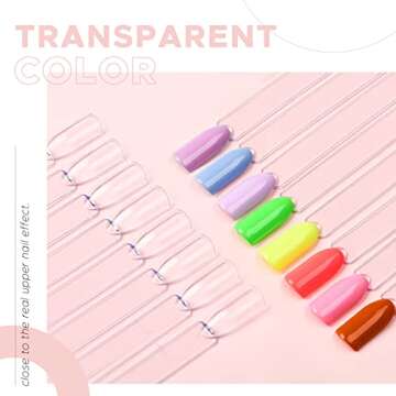 AZUREBEAUTY 150 Pcs Clear Nail Color Sticks, Fan Shape Nail Art Polish Display Tips, False Nail Sample Sticks, Nail Practice Color Display, Transparent Polish Board
