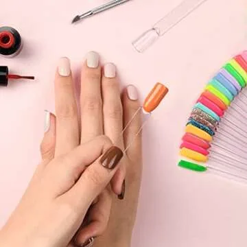 AZUREBEAUTY 150 Pcs Clear Nail Color Sticks, Fan Shape Nail Art Polish Display Tips, False Nail Sample Sticks, Nail Practice Color Display, Transparent Polish Board