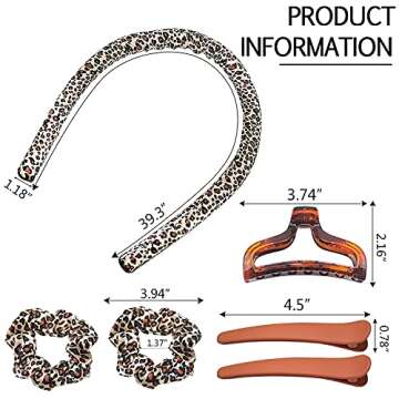 cobinaan Women Heatless Curlers For Long Hair, Headband Sleeping Soft Rubber Rollers, Curling Ribbon and Rods for Natural Hair (Leopard)