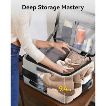 LUGGEX Carry On Luggage for Travel Front Opening, Expandable Polycarbonate Hard Shell Suitcase with Wheels for Men Women Chrismas Birthday(Charcoal Metallic, 19 Inch, 27.2L)