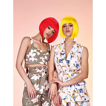 9-Piece Multicolor Short Bob Wigs for Cosplay Fun