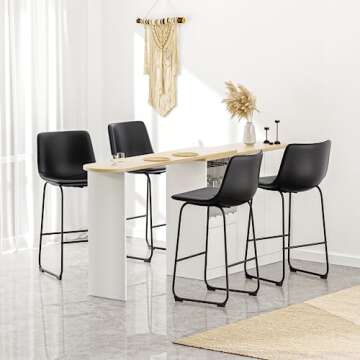 Aowos Bar Stools Set of 2, 30inch Bar Height Bar Stools with Back, Modern Faux Leather Bar Stools wi...