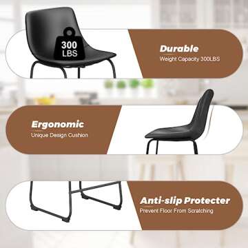 Aowos Bar Stools Set of 2, 30inch Bar Height Bar Stools with Back, Modern Faux Leather Bar Stools with Metal Legs and Footrest, Urban Armless Bar Chairs for Kitchens Island (Black)