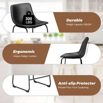 Aowos Bar Stools Set of 2, 30inch Bar Height Bar Stools with Back, Modern Faux Leather Bar Stools with Metal Legs and Footrest, Urban Armless Bar Chairs for Kitchens Island (Black)