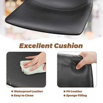 Aowos Bar Stools Set of 2, 30inch Bar Height Bar Stools with Back, Modern Faux Leather Bar Stools with Metal Legs and Footrest, Urban Armless Bar Chairs for Kitchens Island (Black)