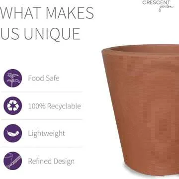 Crescent Garden Madison Planter - Double-Walled, Eco-Friendly Pot