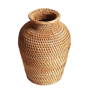 VOSAREA Rattan Vase - Stylish Hand Woven Plant Holder