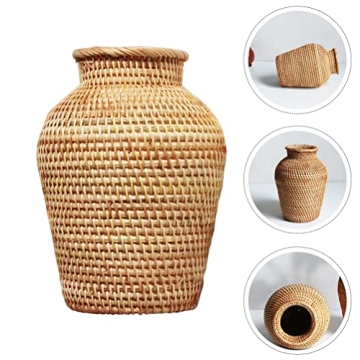 VOSAREA Rattan Vase - Stylish Hand Woven Plant Holder