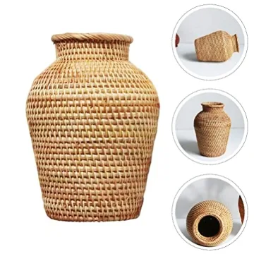 VOSAREA Rattan Vase - Stylish Hand Woven Plant Holder