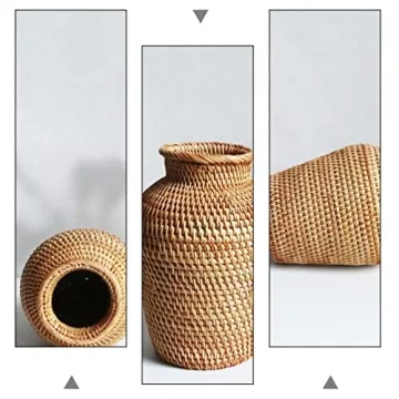 VOSAREA Rattan Vase - Stylish Hand Woven Plant Holder