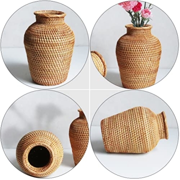 VOSAREA Rattan Vase - Stylish Hand Woven Plant Holder