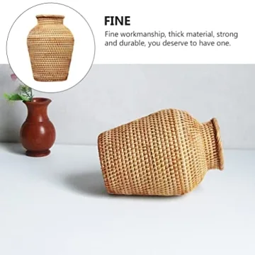 VOSAREA Rattan Vase - Stylish Hand Woven Plant Holder