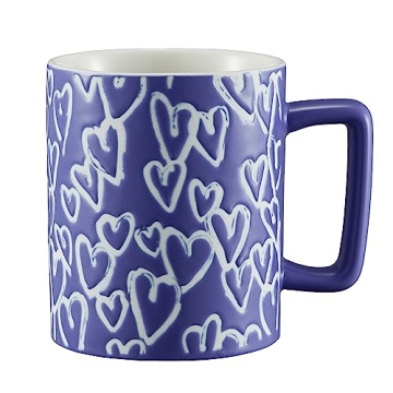 Exquisite 14oz Ceramic Coffee Cup - Heart Shaped Design, Ideal for Hot Beverages, Elegant Gift Optio...